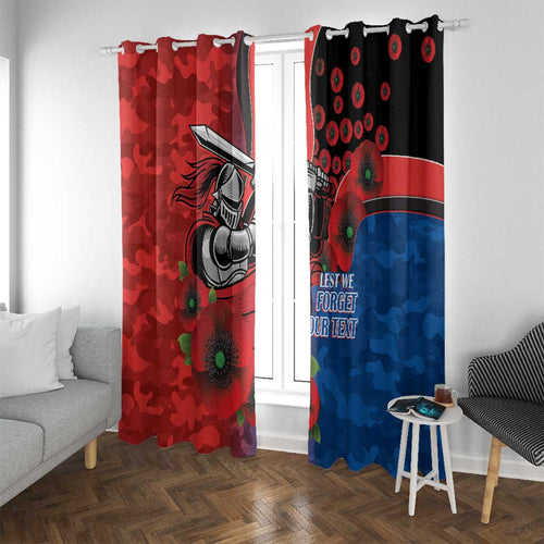 Newcastle Knights ANZAC Personalised Window Curtain Lest We Forget Poppy Camo