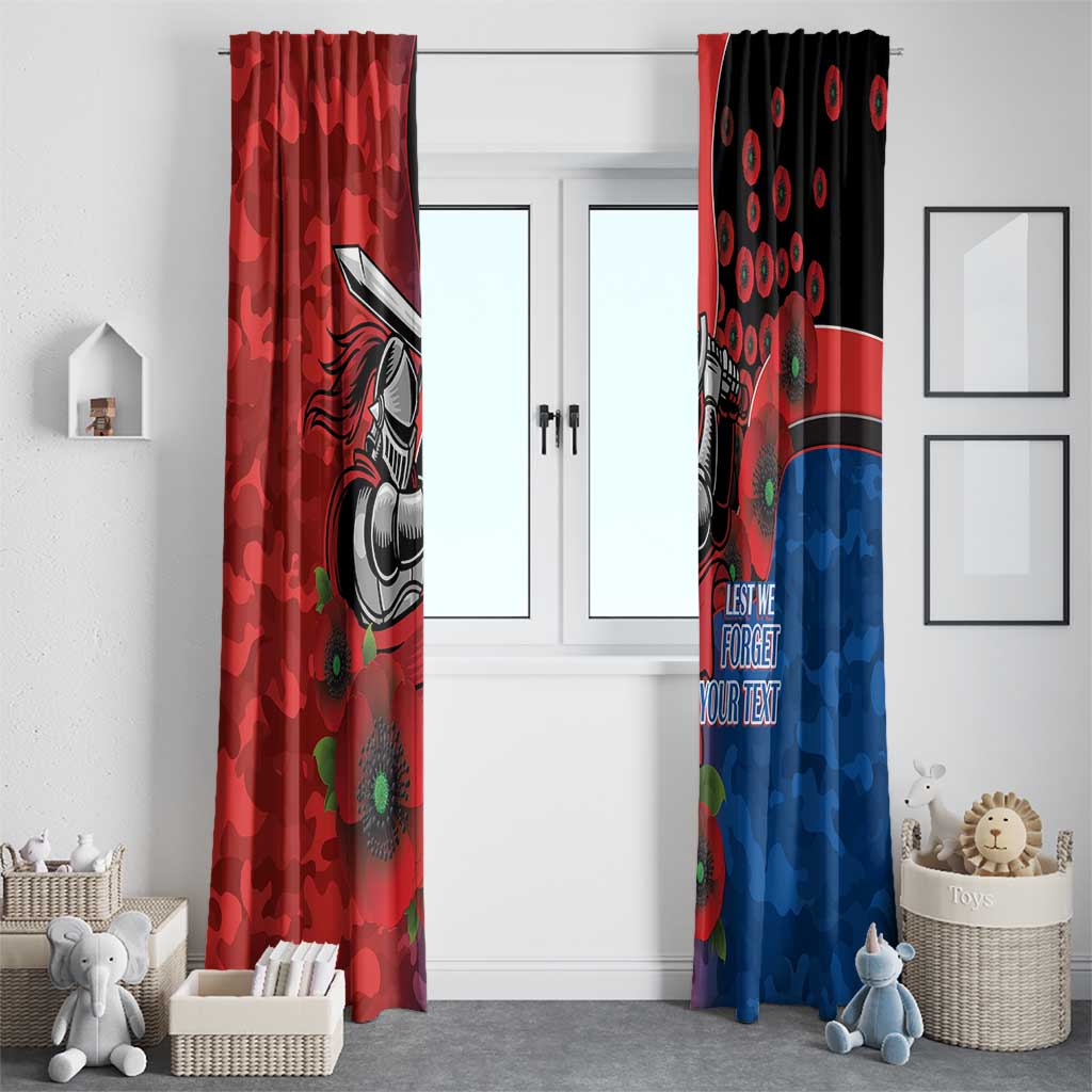 Newcastle Knights ANZAC Personalised Window Curtain Lest We Forget Poppy Camo