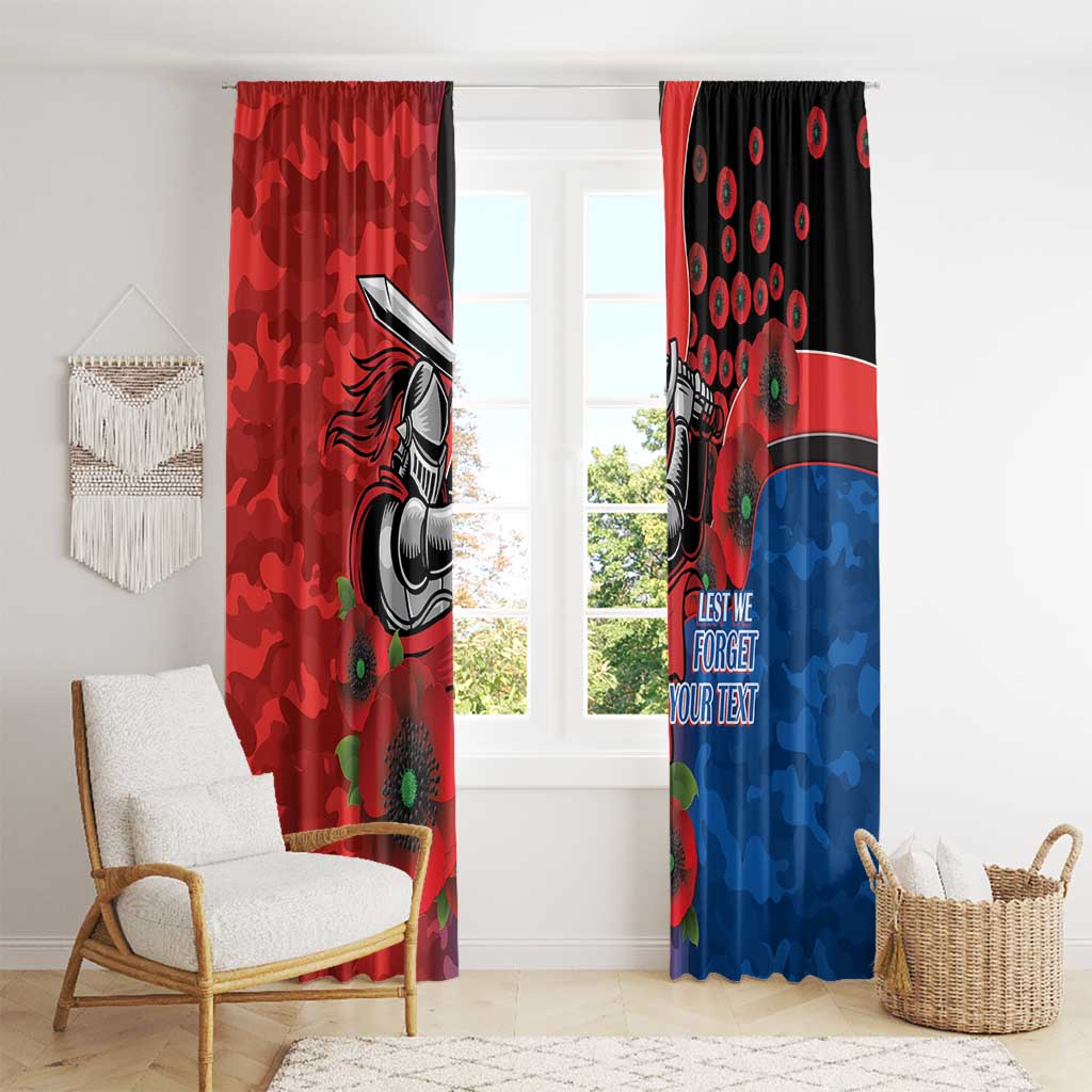 Newcastle Knights ANZAC Personalised Window Curtain Lest We Forget Poppy Camo