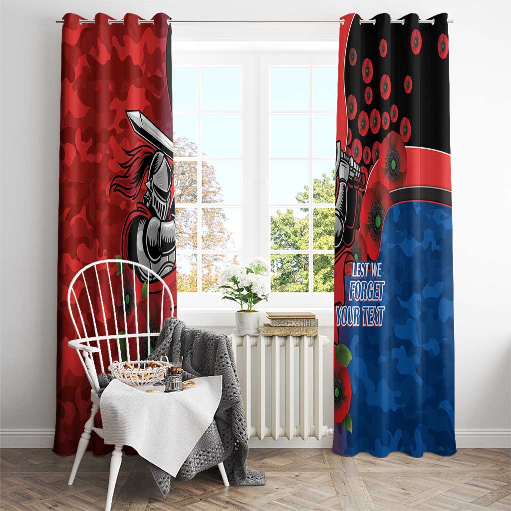 Newcastle Knights ANZAC Personalised Window Curtain Lest We Forget Poppy Camo