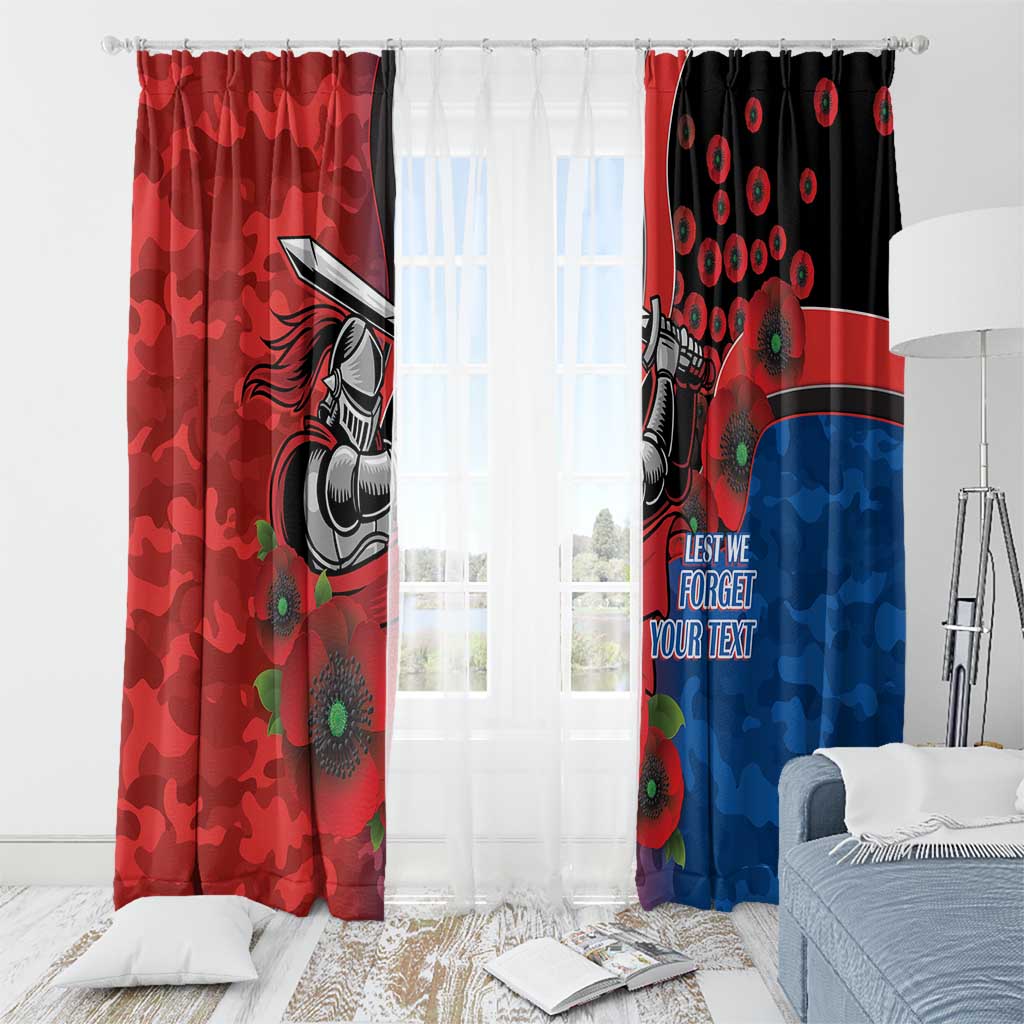 Newcastle Knights ANZAC Personalised Window Curtain Lest We Forget Poppy Camo