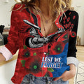 Newcastle Knights ANZAC Personalised Women Casual Shirt Lest We Forget Poppy Camo