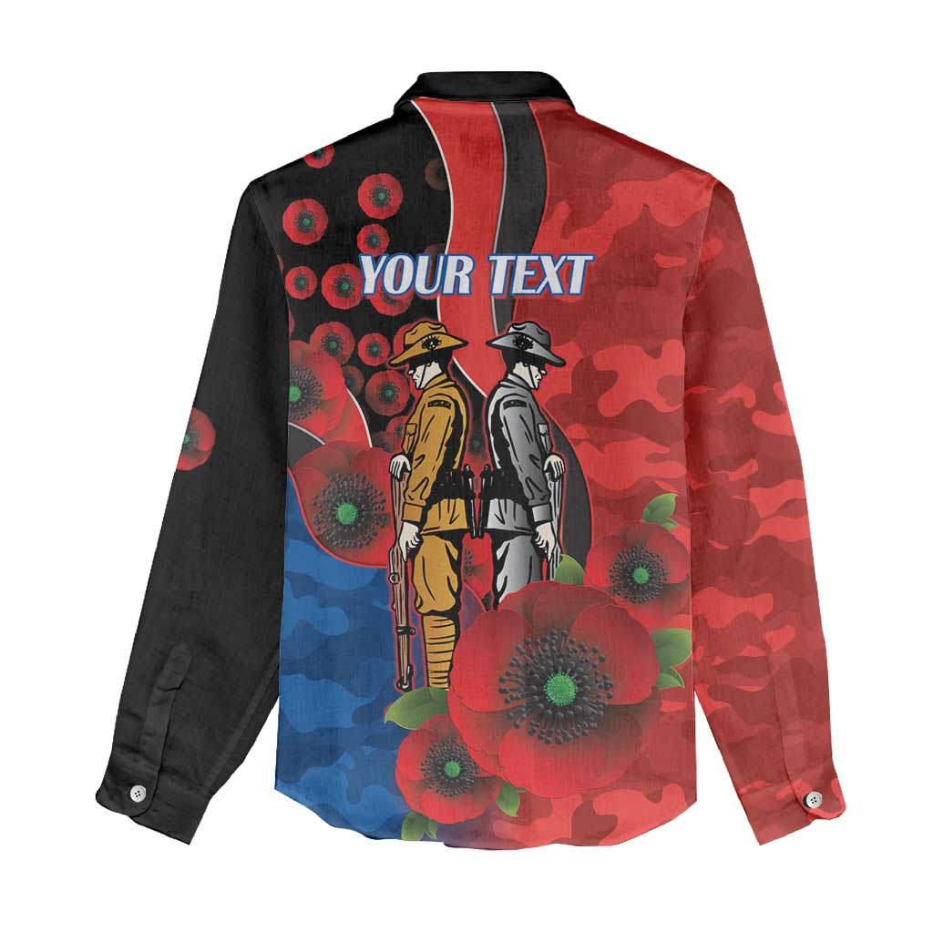 Newcastle Knights ANZAC Personalised Women Casual Shirt Lest We Forget Poppy Camo