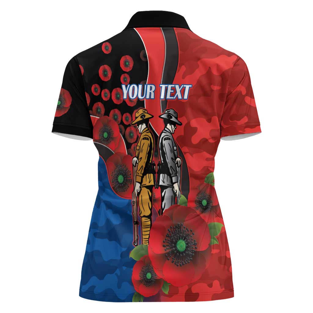 Newcastle Knights ANZAC Personalised Women Polo Shirt Lest We Forget Poppy Camo