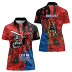 Newcastle Knights ANZAC Personalised Women Polo Shirt Lest We Forget Poppy Camo