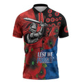 Newcastle Knights ANZAC Personalised Zipper Polo Shirt Lest We Forget Poppy Camo
