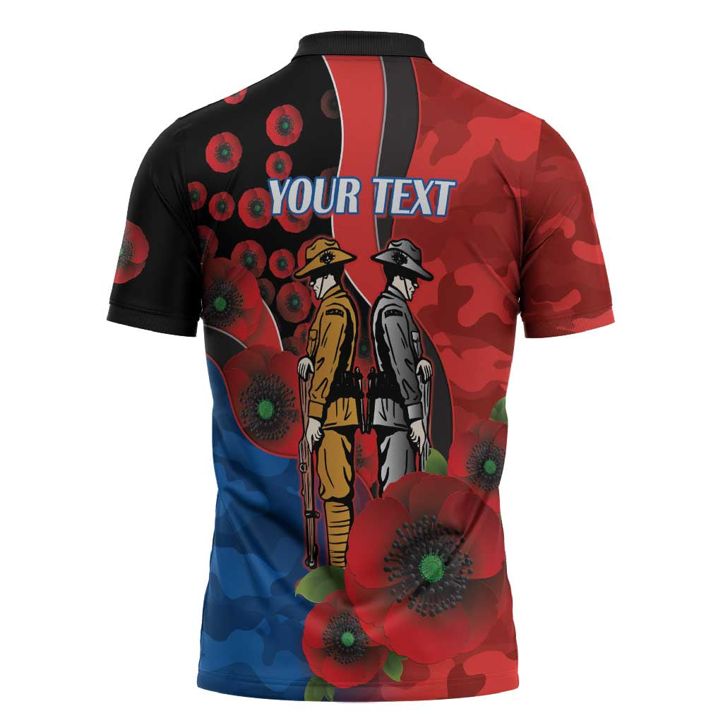 Newcastle Knights ANZAC Personalised Zipper Polo Shirt Lest We Forget Poppy Camo