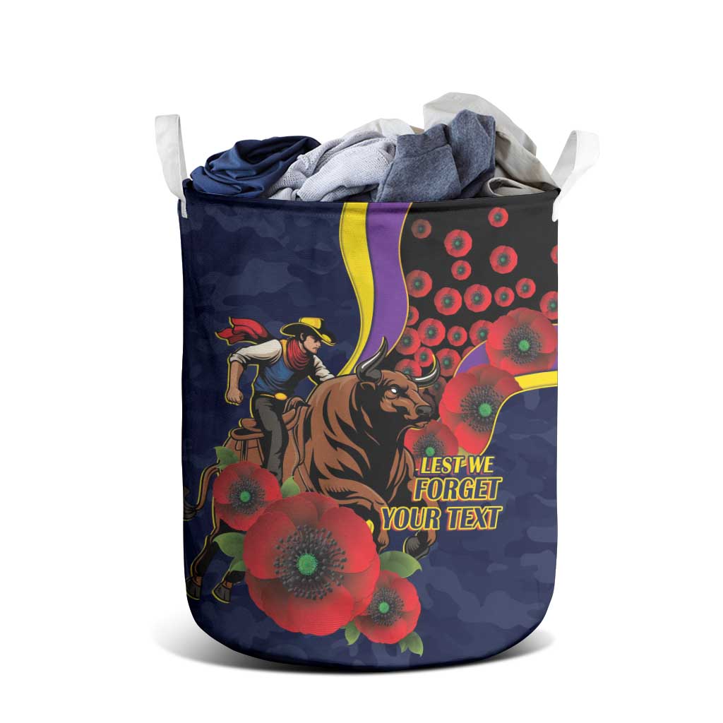 North Queensland Cowboys ANZAC Personalised Laundry Basket Lest We Forget Poppy Camo