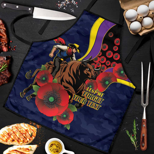 North Queensland Cowboys ANZAC Personalised Apron Lest We Forget Poppy Camo