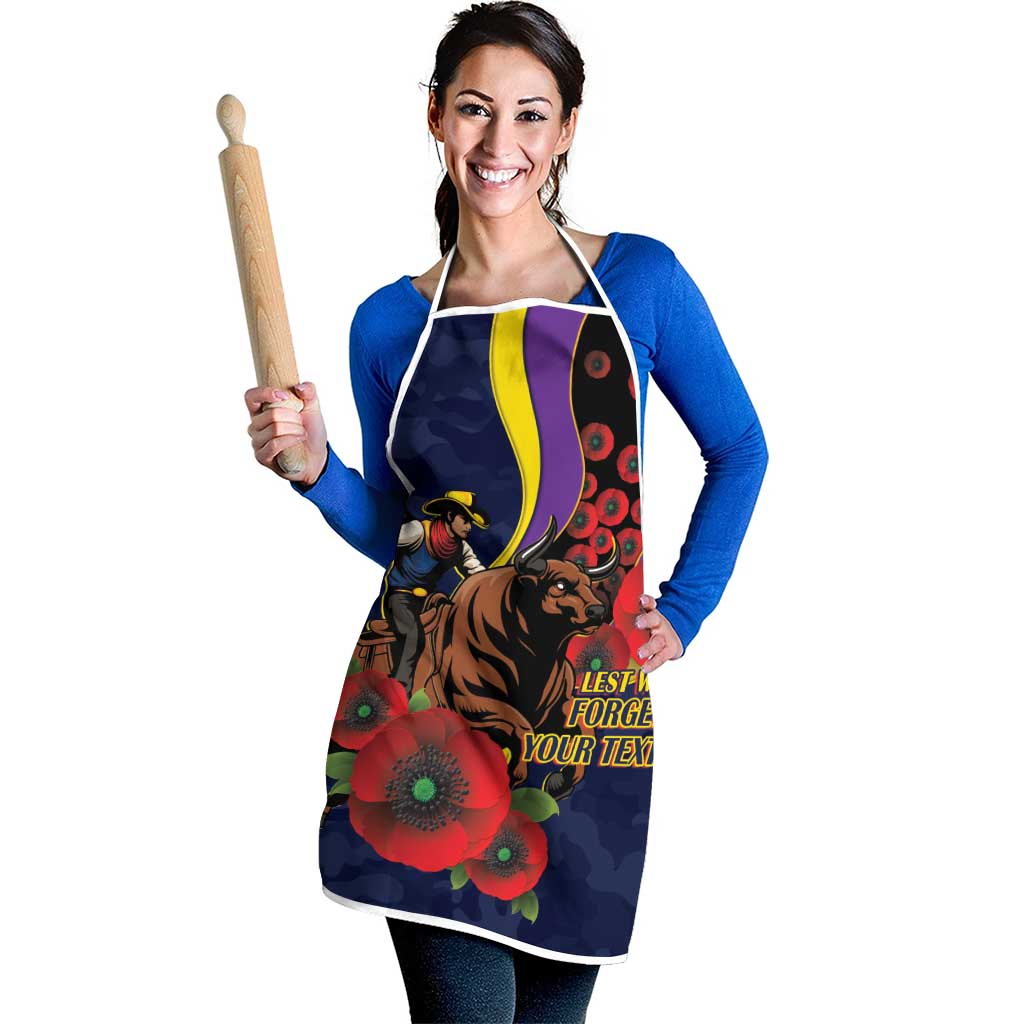 North Queensland Cowboys ANZAC Personalised Apron Lest We Forget Poppy Camo