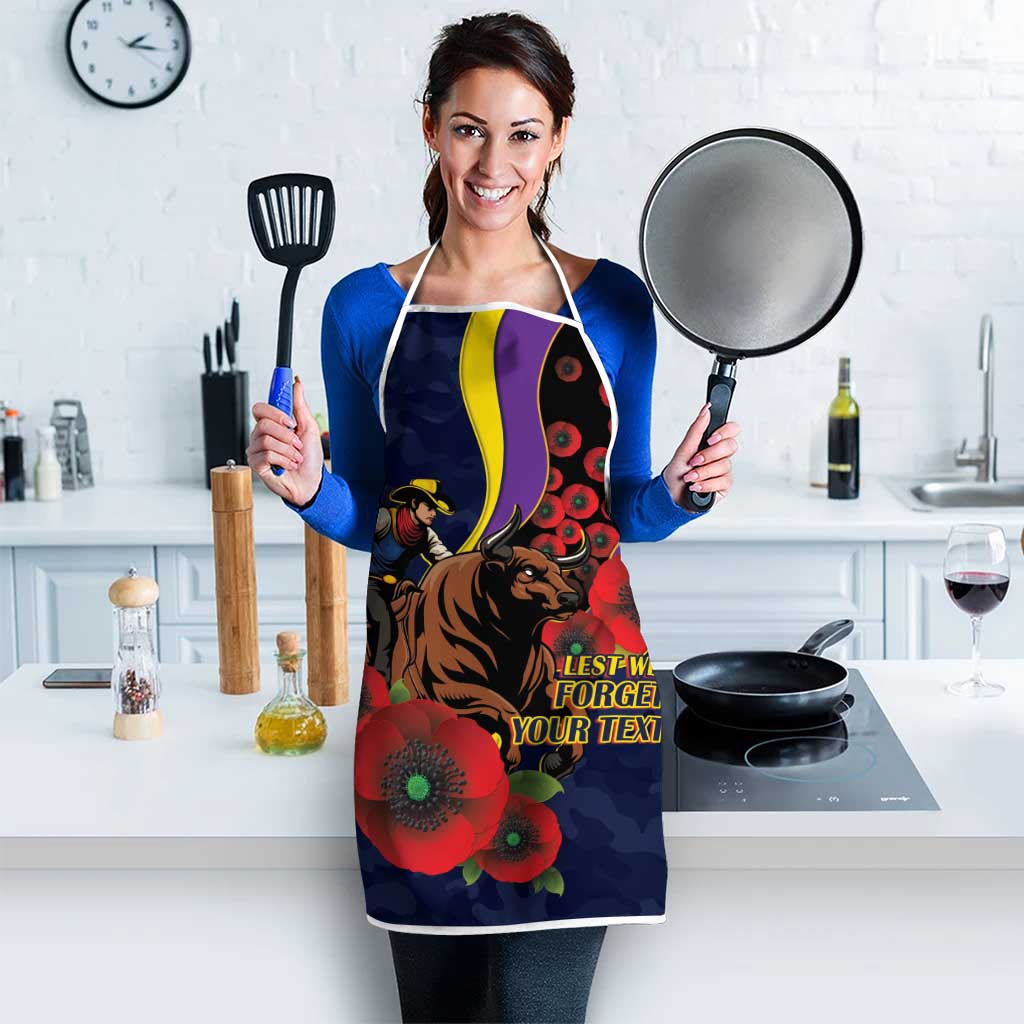 North Queensland Cowboys ANZAC Personalised Apron Lest We Forget Poppy Camo