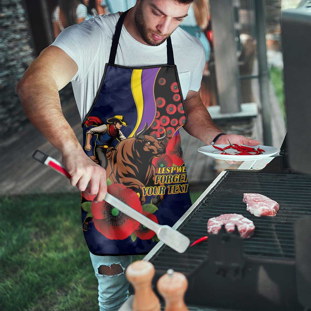 North Queensland Cowboys ANZAC Personalised Apron Lest We Forget Poppy Camo