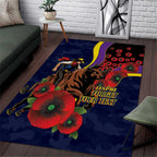 North Queensland Cowboys ANZAC Personalised Area Rug Lest We Forget Poppy Camo