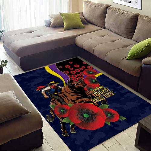 North Queensland Cowboys ANZAC Personalised Area Rug Lest We Forget Poppy Camo
