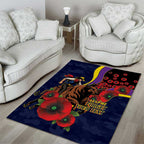 North Queensland Cowboys ANZAC Personalised Area Rug Lest We Forget Poppy Camo