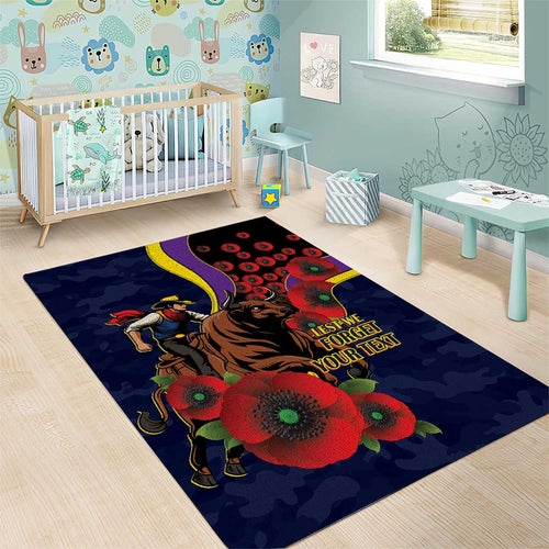 North Queensland Cowboys ANZAC Personalised Area Rug Lest We Forget Poppy Camo