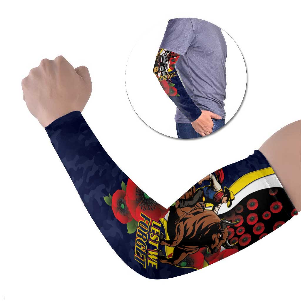 North Queensland Cowboys ANZAC Personalised Arm Sleeves Lest We Forget Poppy Camo