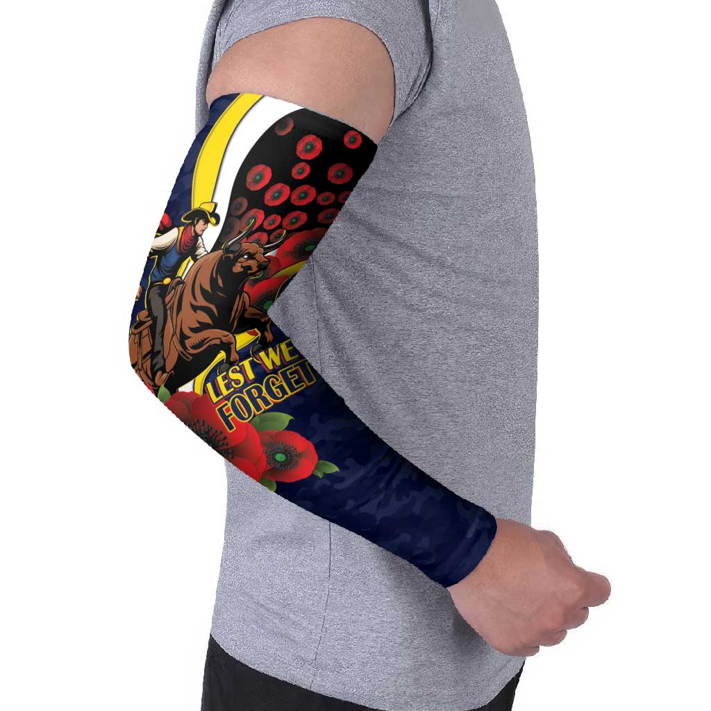 North Queensland Cowboys ANZAC Personalised Arm Sleeves Lest We Forget Poppy Camo