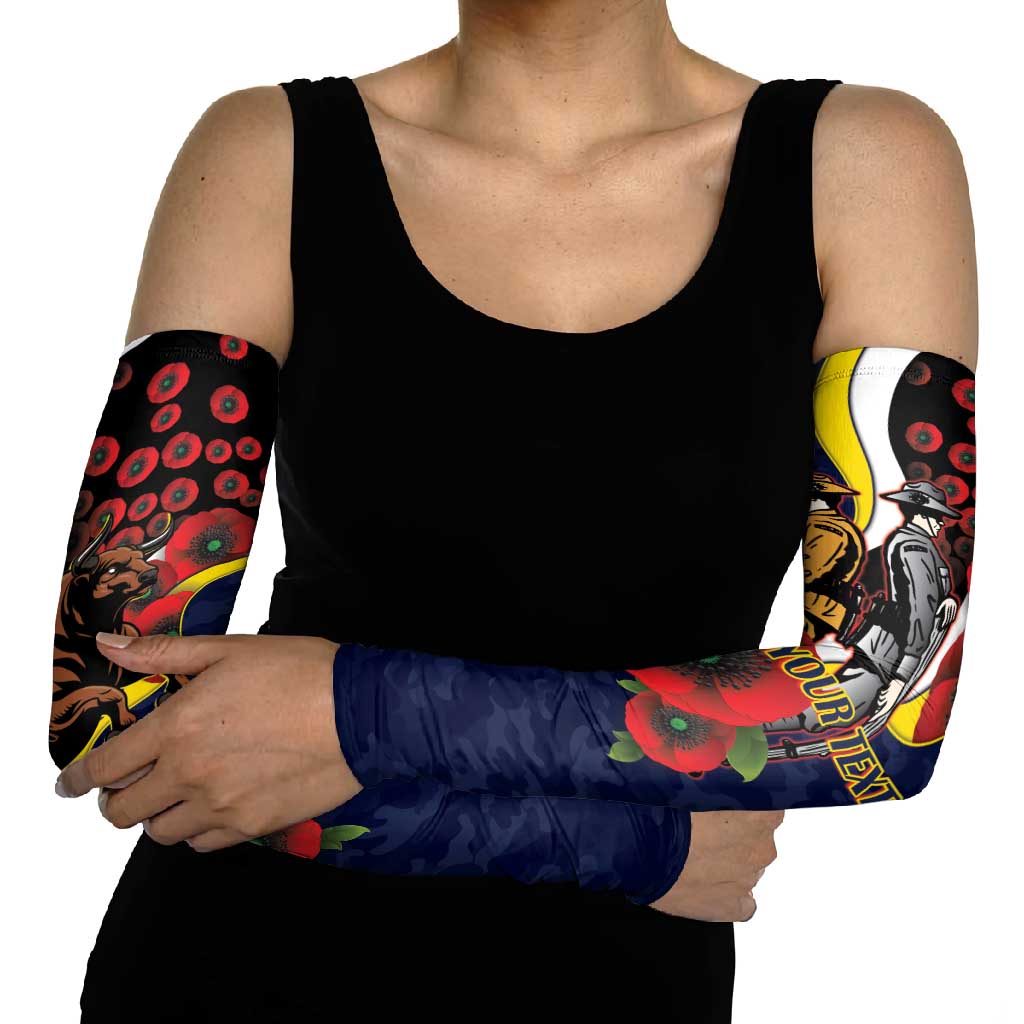 North Queensland Cowboys ANZAC Personalised Arm Sleeves Lest We Forget Poppy Camo