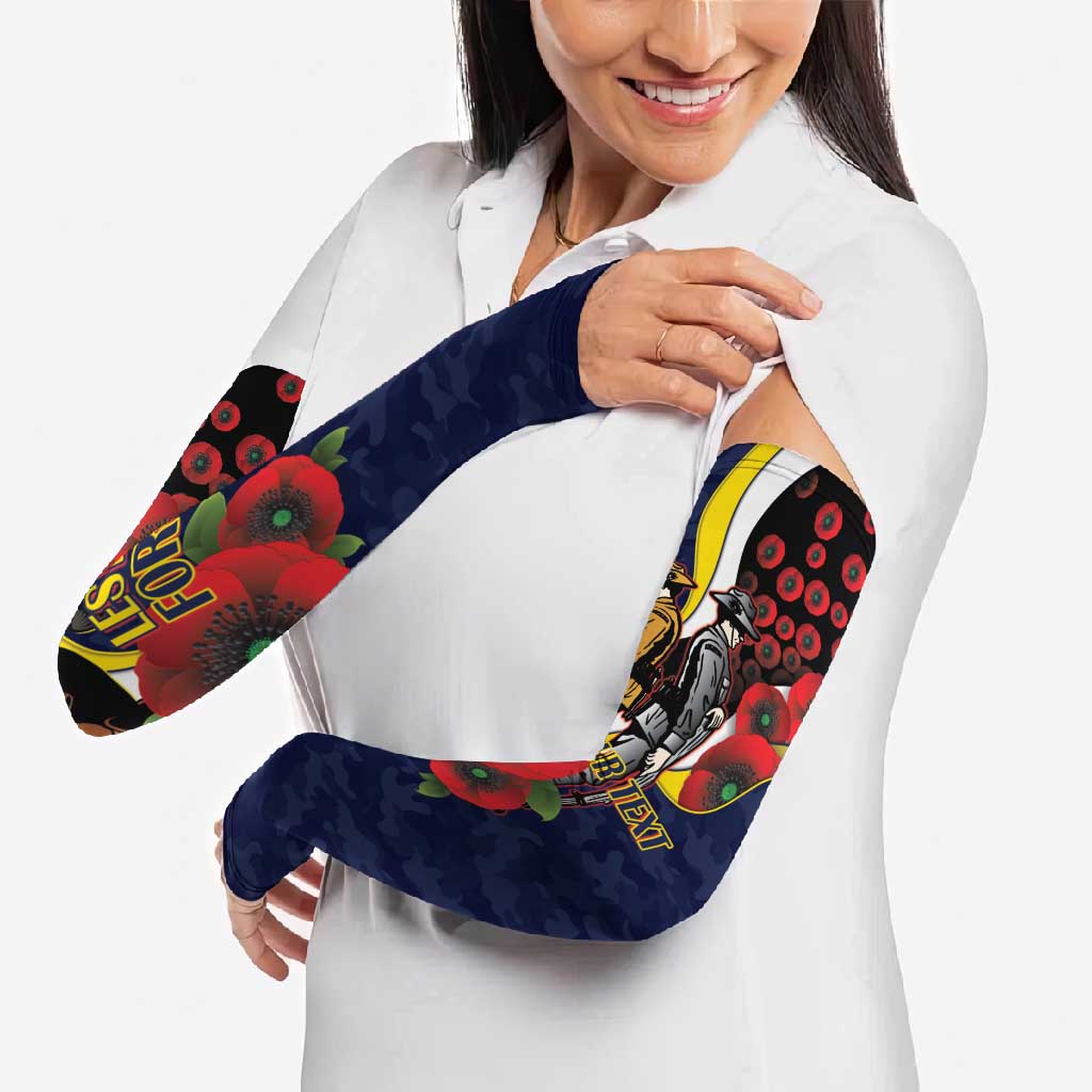 North Queensland Cowboys ANZAC Personalised Arm Sleeves Lest We Forget Poppy Camo