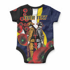 North Queensland Cowboys ANZAC Personalised Baby Onesie Lest We Forget Poppy Camo