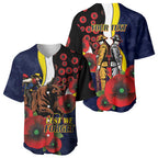 North Queensland Cowboys ANZAC Personalised Baseball Jersey Lest We Forget Poppy Camo