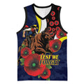 North Queensland Cowboys ANZAC Personalised Basketball Jersey Lest We Forget Poppy Camo