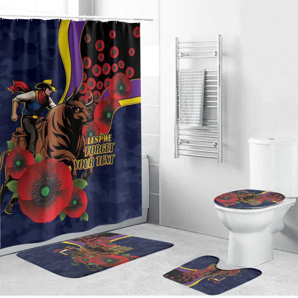 North Queensland Cowboys ANZAC Personalised Bathroom Set Lest We Forget Poppy Camo
