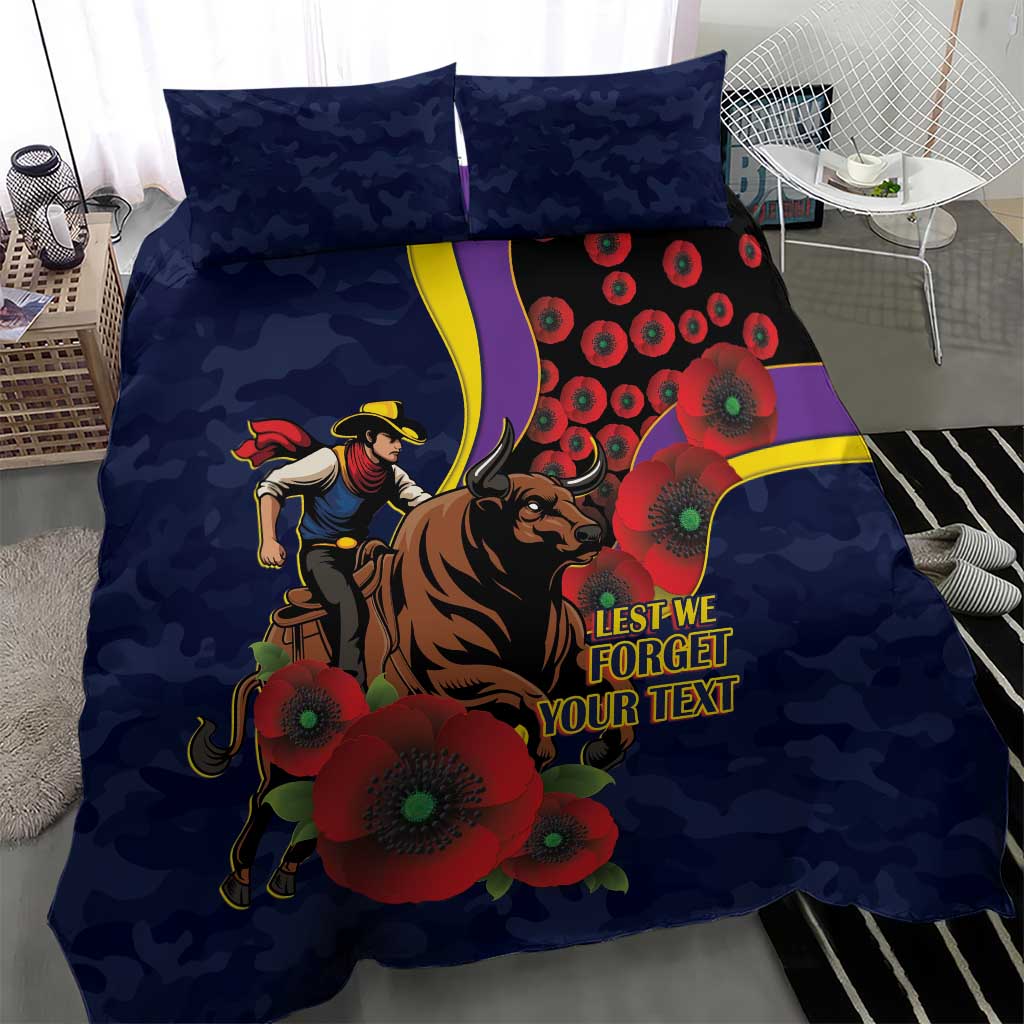 North Queensland Cowboys ANZAC Personalised Bedding Set Lest We Forget Poppy Camo