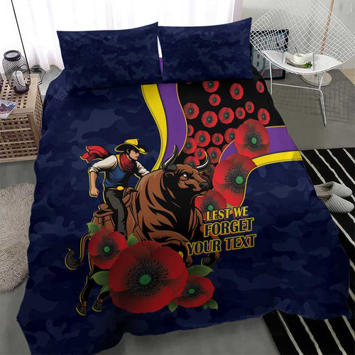 North Queensland Cowboys ANZAC Personalised Bedding Set Lest We Forget Poppy Camo