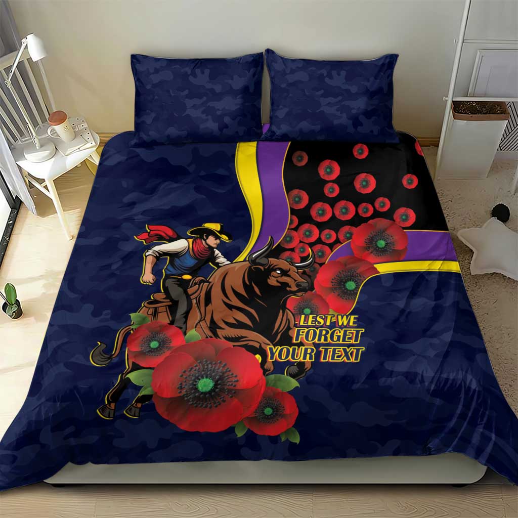 North Queensland Cowboys ANZAC Personalised Bedding Set Lest We Forget Poppy Camo