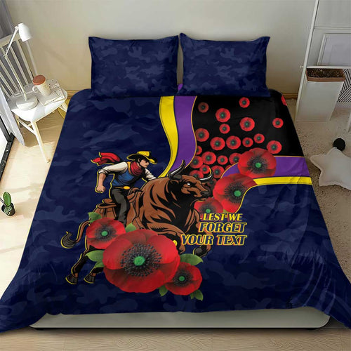 North Queensland Cowboys ANZAC Personalised Bedding Set Lest We Forget Poppy Camo