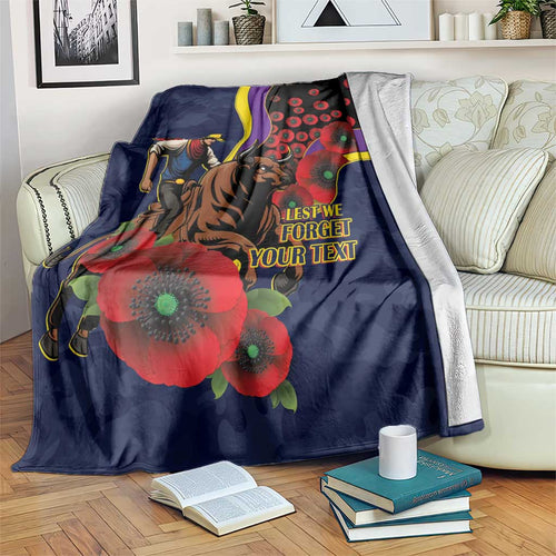 North Queensland Cowboys ANZAC Personalised Blanket Lest We Forget Poppy Camo