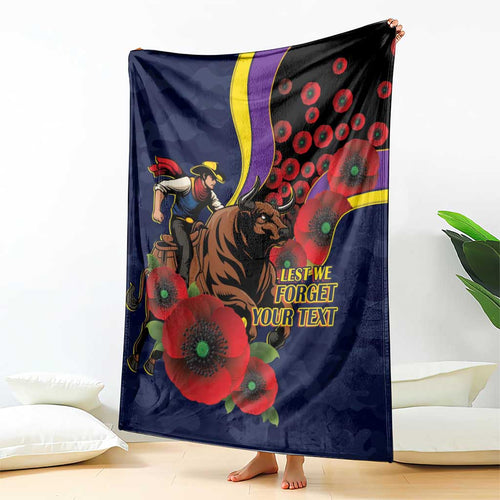 North Queensland Cowboys ANZAC Personalised Blanket Lest We Forget Poppy Camo