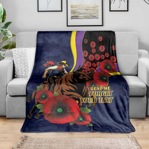 North Queensland Cowboys ANZAC Personalised Blanket Lest We Forget Poppy Camo