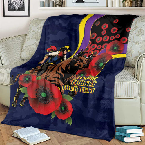 North Queensland Cowboys ANZAC Personalised Blanket Lest We Forget Poppy Camo