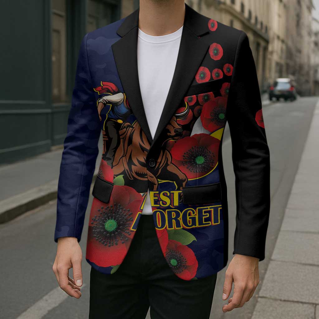 North Queensland Cowboys ANZAC Personalised Blazer Lest We Forget Poppy Camo