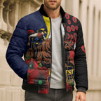 North Queensland Cowboys ANZAC Personalised Bomber Puffer Jacket Lest We Forget Poppy Camo