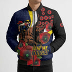 North Queensland Cowboys ANZAC Personalised Bomber Puffer Jacket Lest We Forget Poppy Camo