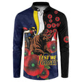 North Queensland Cowboys ANZAC Personalised Button Sweatshirt Lest We Forget Poppy Camo