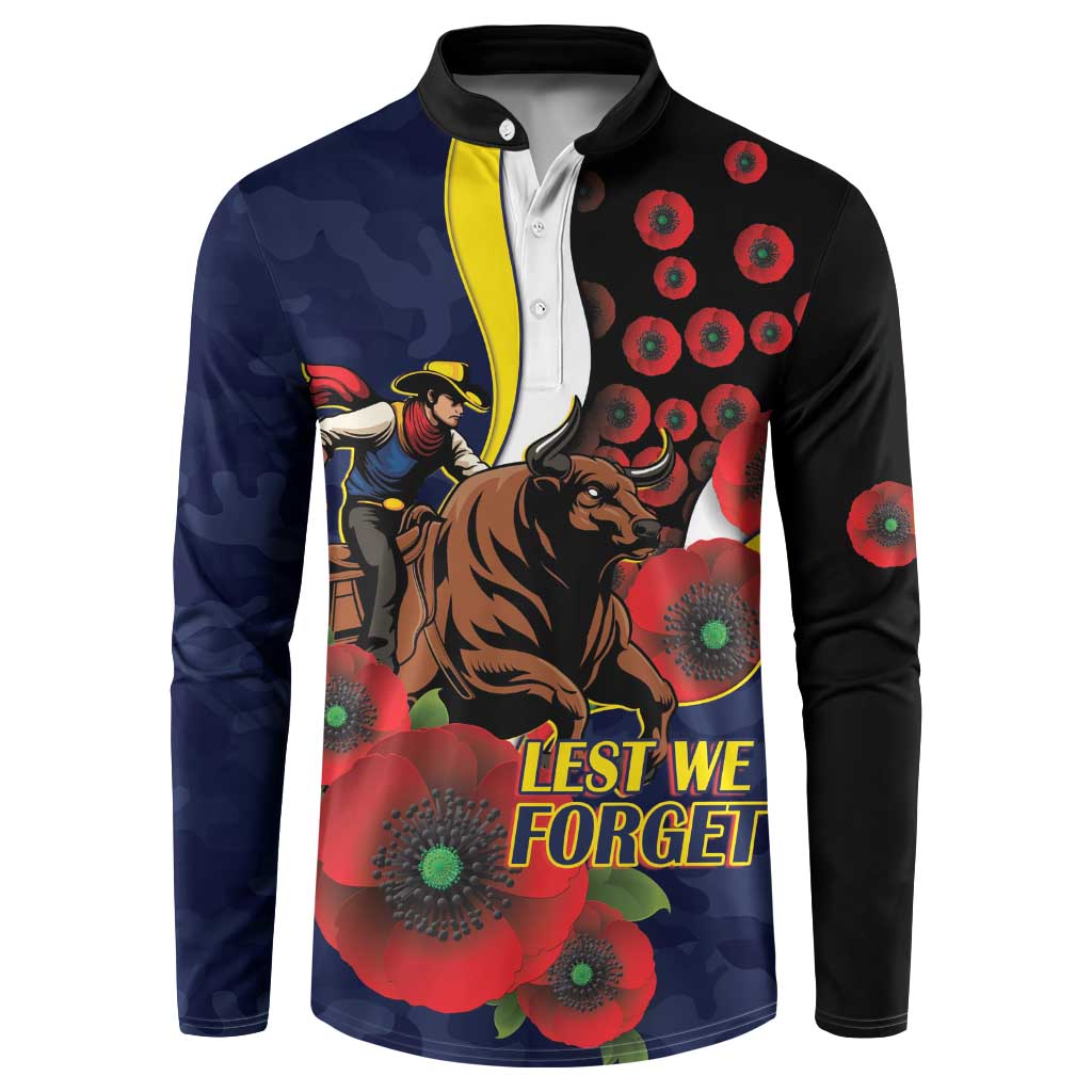 North Queensland Cowboys ANZAC Personalised Button Sweatshirt Lest We Forget Poppy Camo