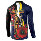 North Queensland Cowboys ANZAC Personalised Button Sweatshirt Lest We Forget Poppy Camo