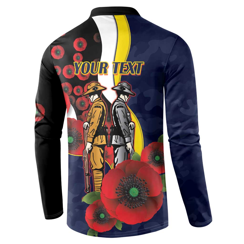 North Queensland Cowboys ANZAC Personalised Button Sweatshirt Lest We Forget Poppy Camo