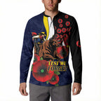 North Queensland Cowboys ANZAC Personalised Button Sweatshirt Lest We Forget Poppy Camo