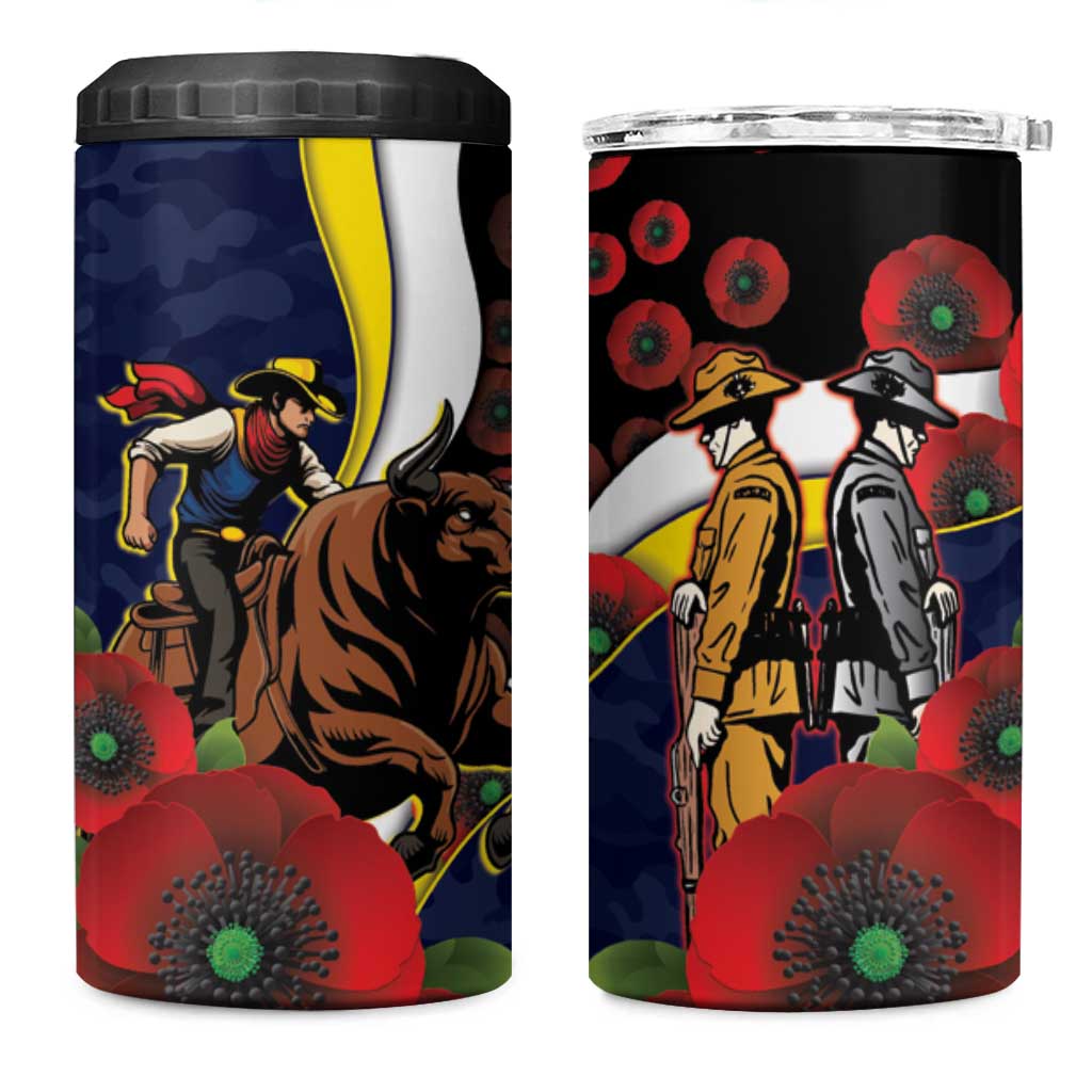 North Queensland Cowboys ANZAC Personalised 4 in 1 Can Cooler Tumbler Lest We Forget Poppy Camo