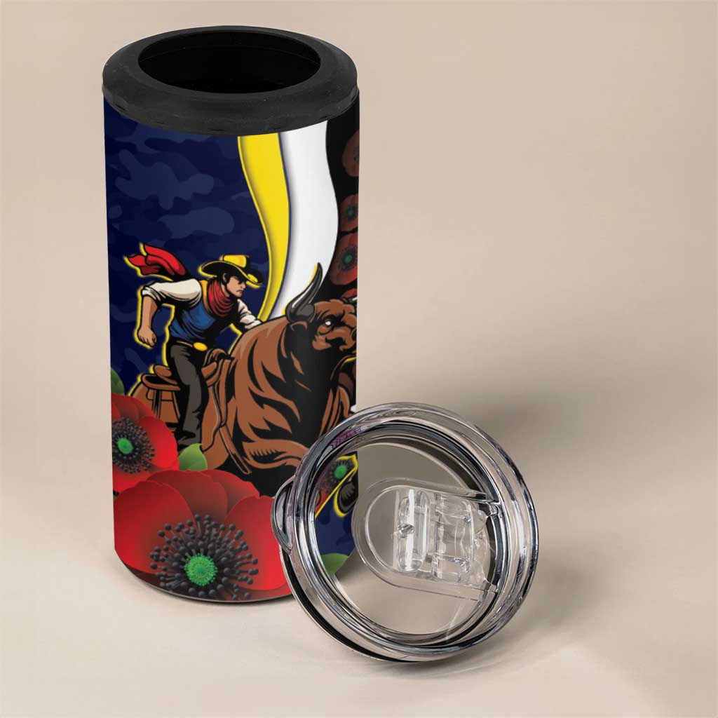 North Queensland Cowboys ANZAC Personalised 4 in 1 Can Cooler Tumbler Lest We Forget Poppy Camo