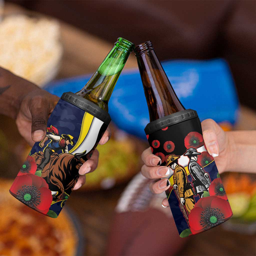 North Queensland Cowboys ANZAC Personalised 4 in 1 Can Cooler Tumbler Lest We Forget Poppy Camo