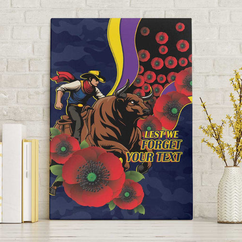 North Queensland Cowboys ANZAC Personalised Canvas Wall Art Lest We Forget Poppy Camo