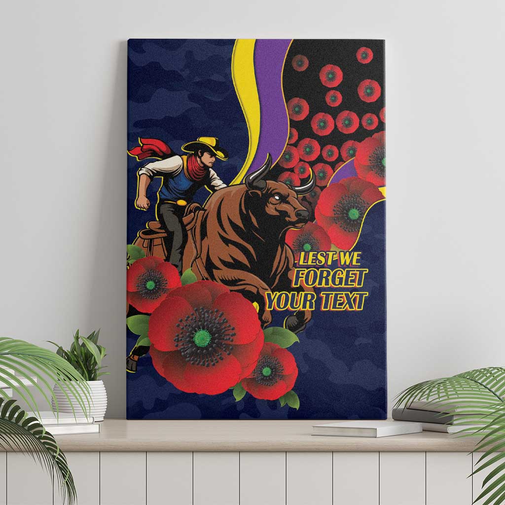 North Queensland Cowboys ANZAC Personalised Canvas Wall Art Lest We Forget Poppy Camo