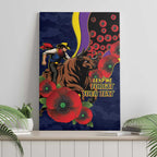 North Queensland Cowboys ANZAC Personalised Canvas Wall Art Lest We Forget Poppy Camo